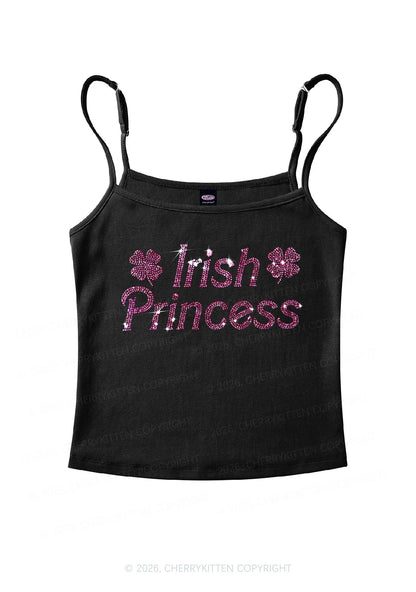 Rhinestone Irish Princess St Patricks Y2K Spaghetti Strap Cami Cherrykitten
