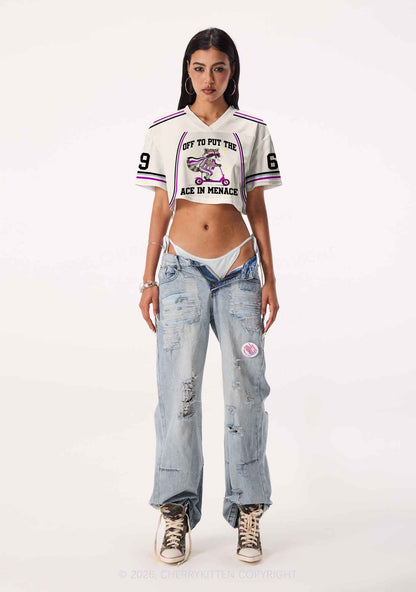 Off To Put The Ace In Menace Pride Y2K Crop Sport Jersey Shirts Cherrykitten