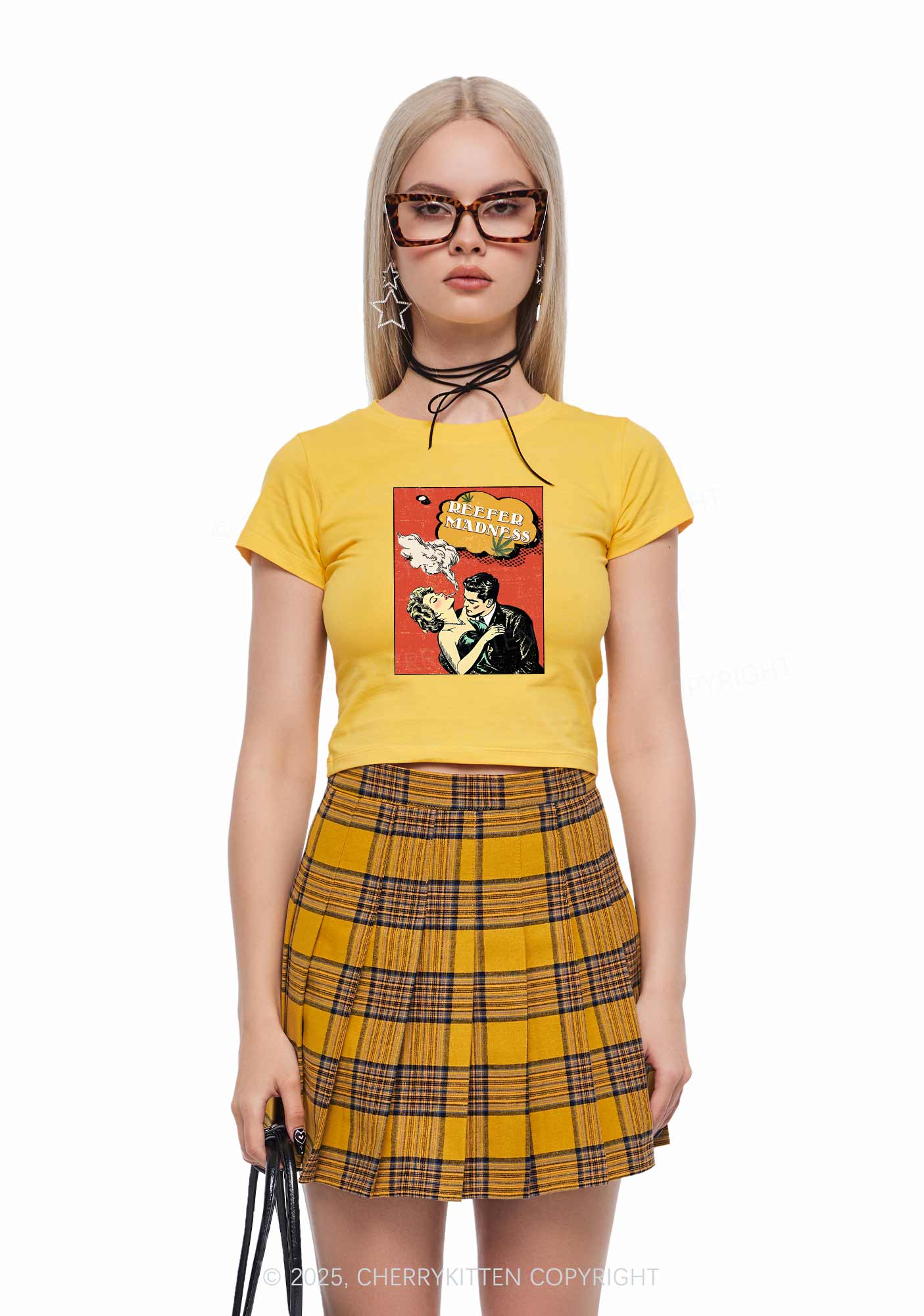 Smoke Madness Y2K Baby Tee Cherrykitten