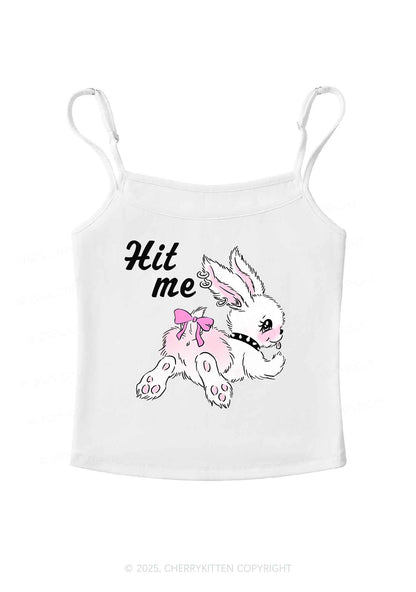 Hit Me White Bunny Y2K Spaghetti Strap Cami Cherrykitten