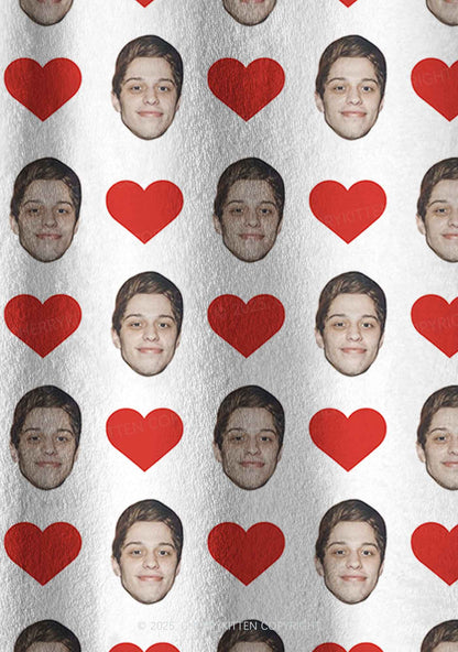 Custom White Hearts Photo Y2K Valentine's Day Y2K Fleece Long Sleeve Pajama Set Cherrykitten