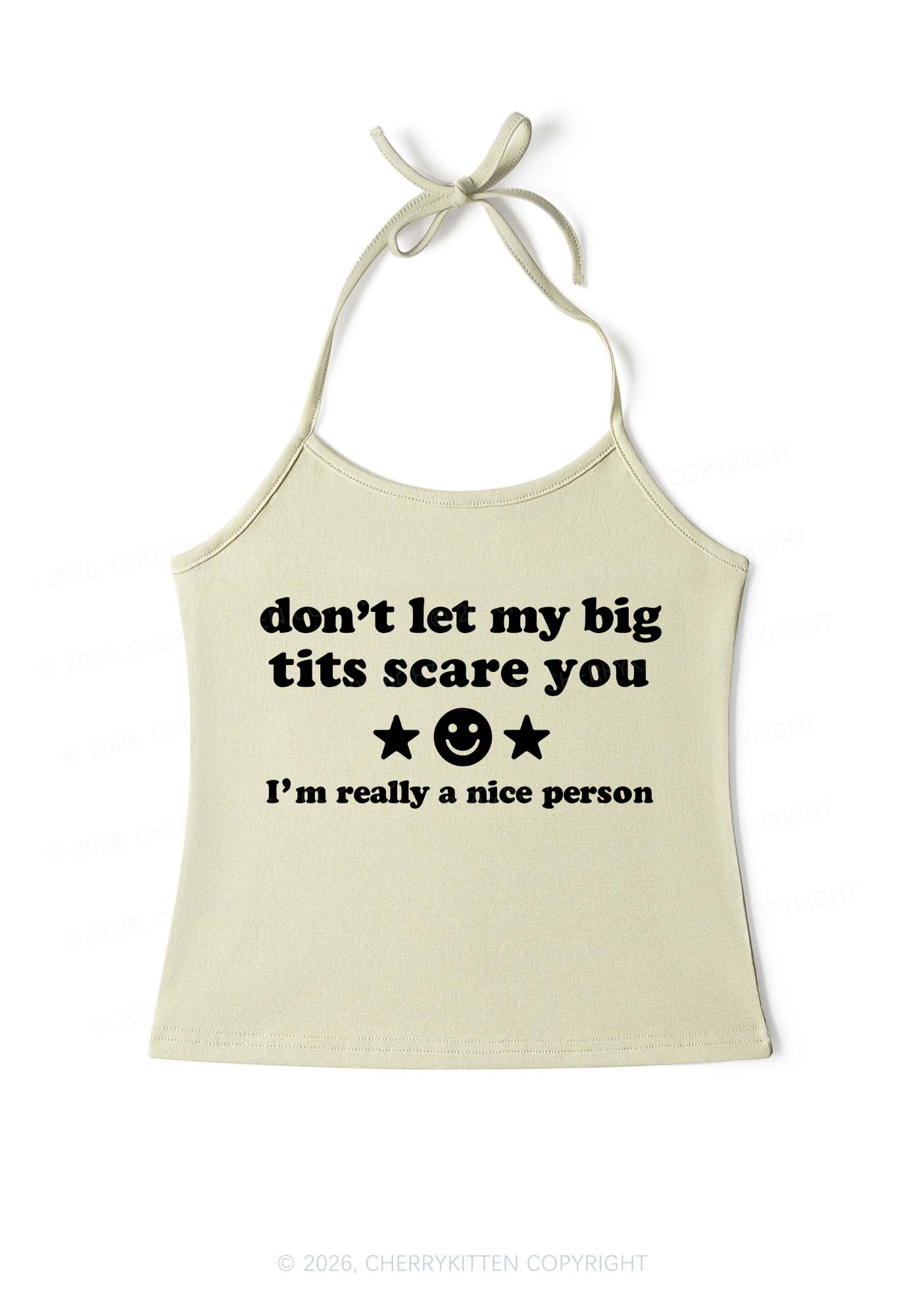 Dont Let My Big Txts Scare You Y2K Halter Neck Cami Cherrykitten