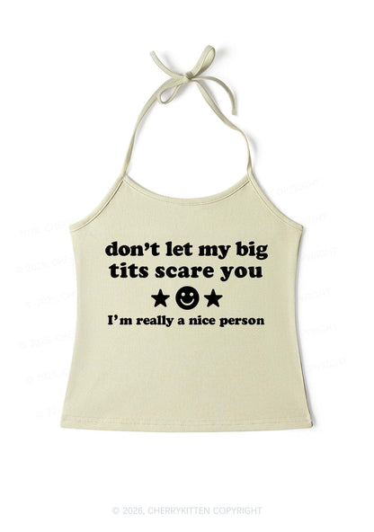Dont Let My Big Txts Scare You Y2K Halter Neck Cami Cherrykitten