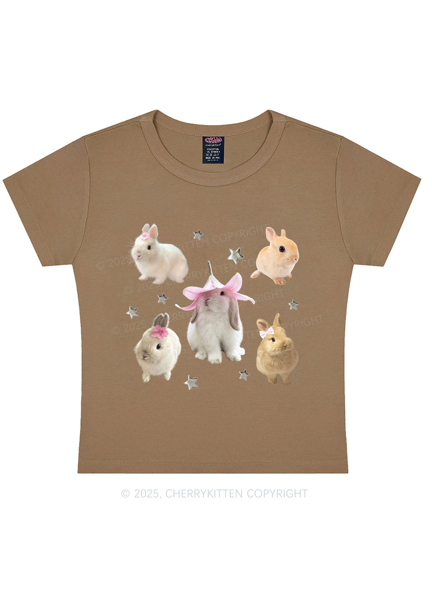 Lovely Rabbits Y2K Baby Tee Cherrykitten
