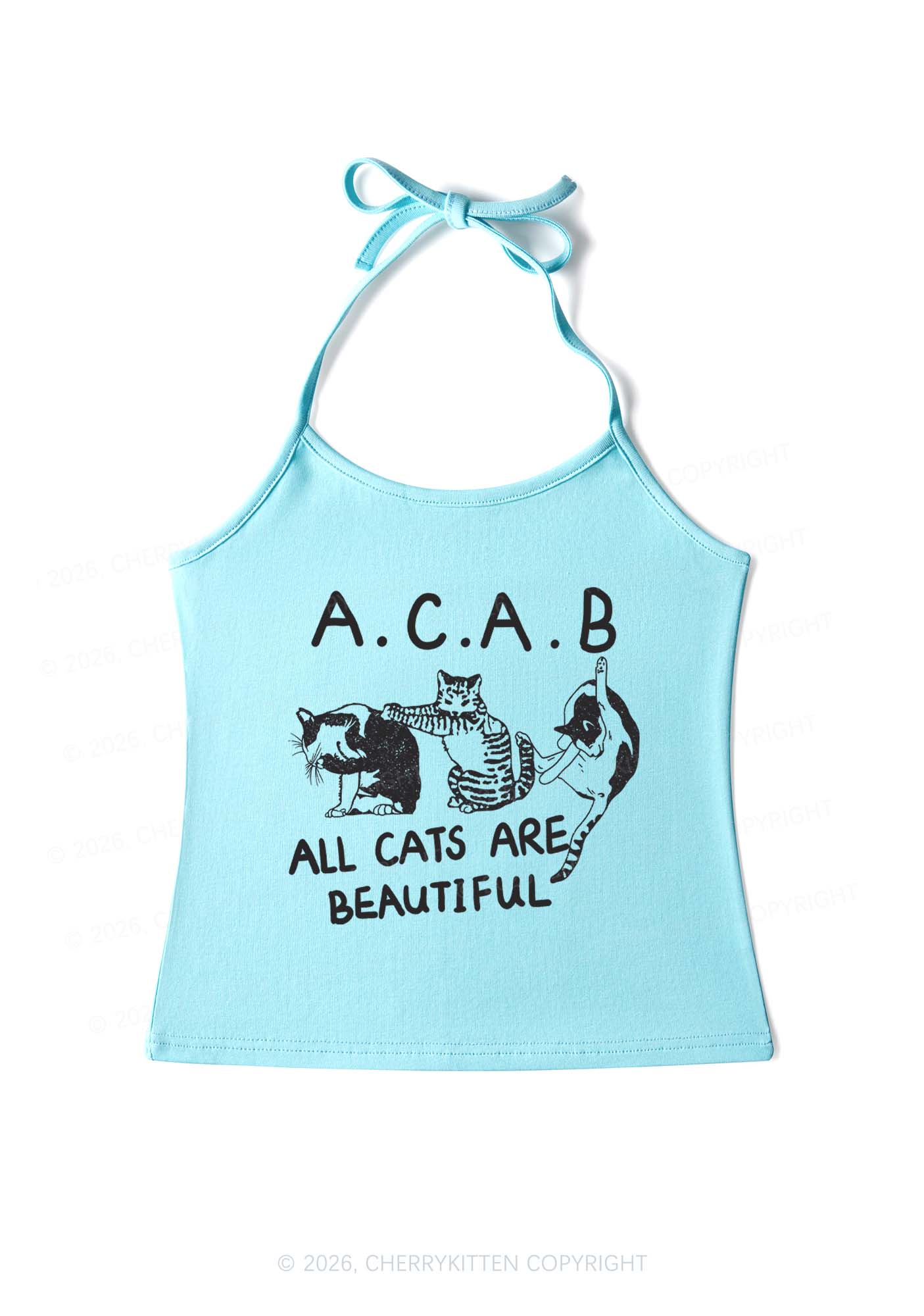 ACAB Cats Y2K Halter Neck Cami Cherrykitten