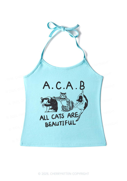 ACAB Cats Y2K Halter Neck Cami Cherrykitten