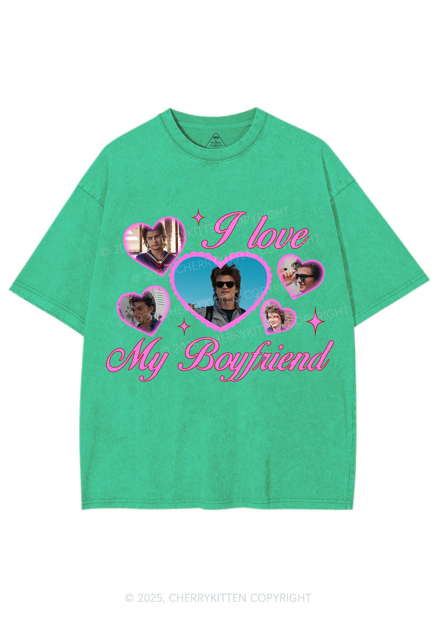 I Love My Boyfriend SH Y2K Shirts Washed Tee Cherrykitten