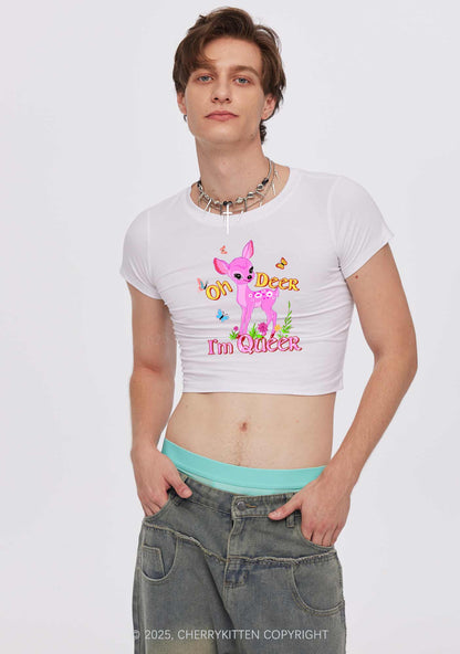 Oh Deer Im Queer Pride Y2K Baby Tee Cherrykitten