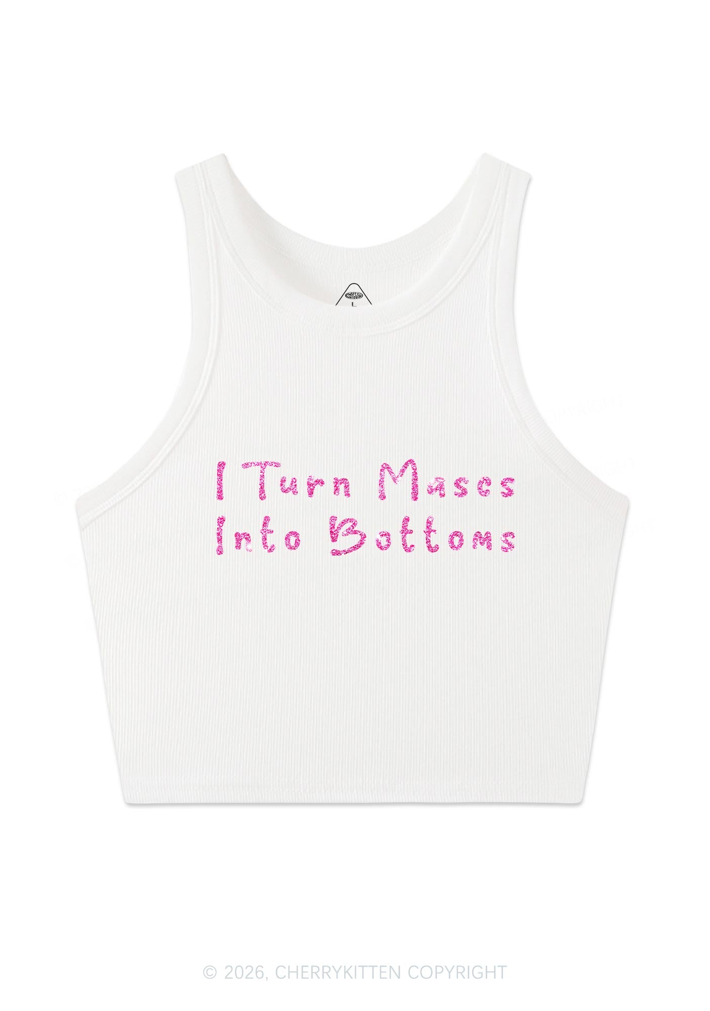Glitter Turn Mascs Into Bottoms Pride Y2K Crop Tank Top Cherrykitten