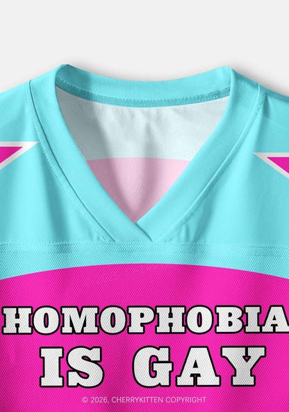 Hot Pink Homophobia Is Gay Pride Y2K Crop Sport Jersey Shirts Cherrykitten