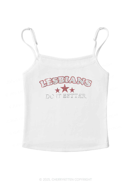 Rhinestone Lesbians Do It Better Pride Y2K Spaghetti Strap Cami Cherrykitten