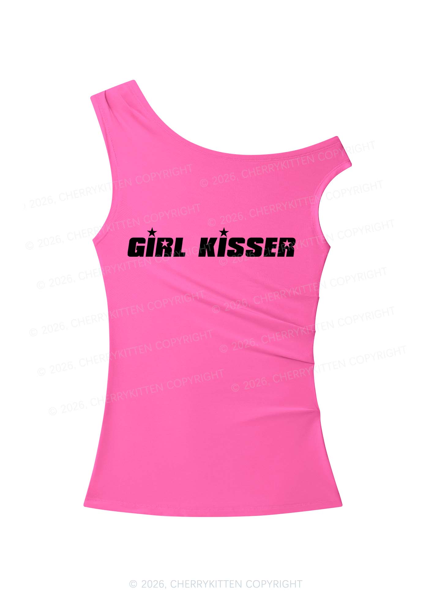 Girl Kisser Star Y2K Off Shoulder Tank Top Cherrykitten