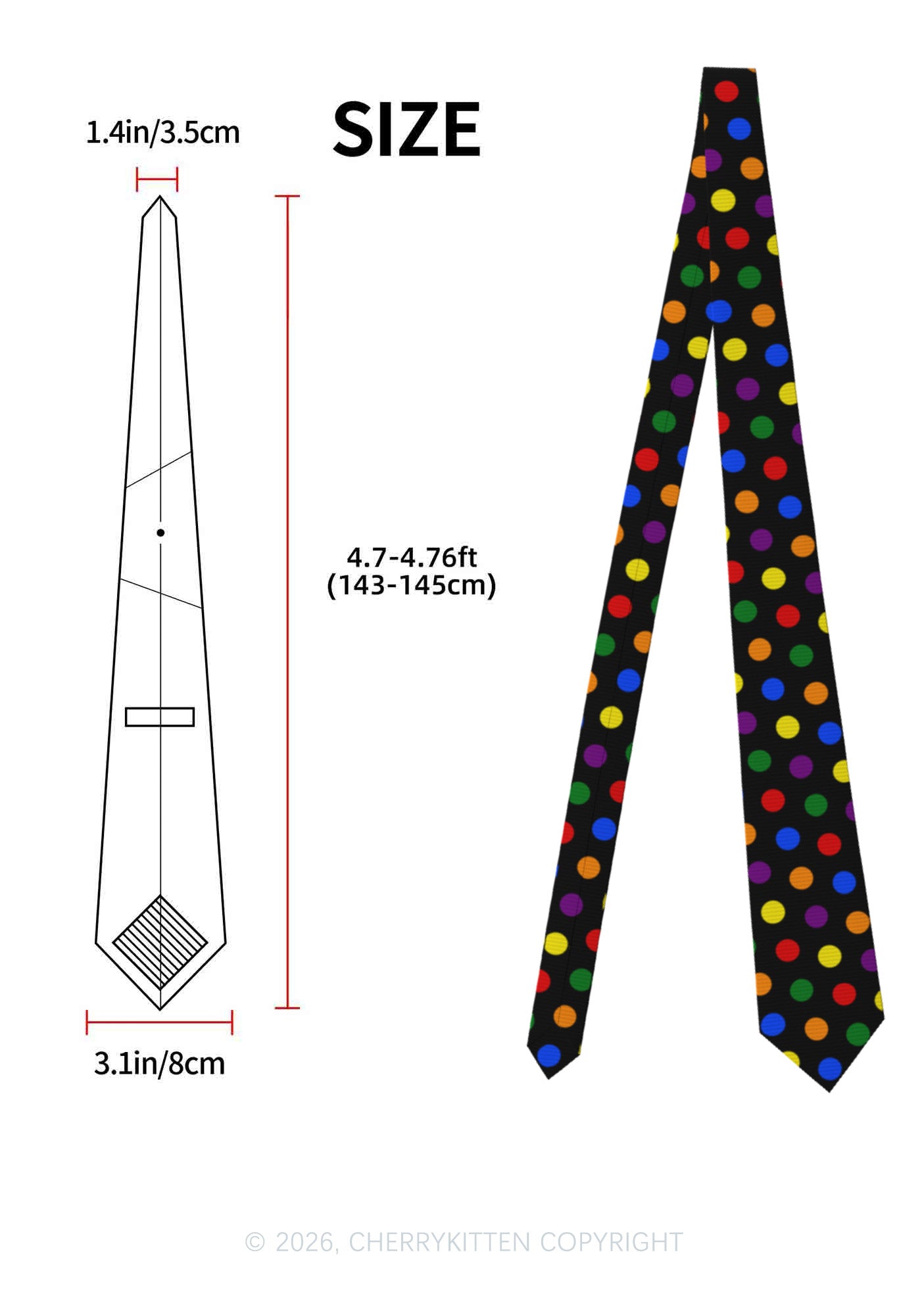 Rainbow Dots Pride Y2K Necktie Cherrykitten
