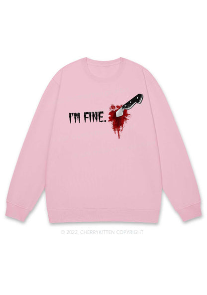 I'm Fine Horrible Bloodstains Halloween Y2K Sweatshirt Cherrykitten
