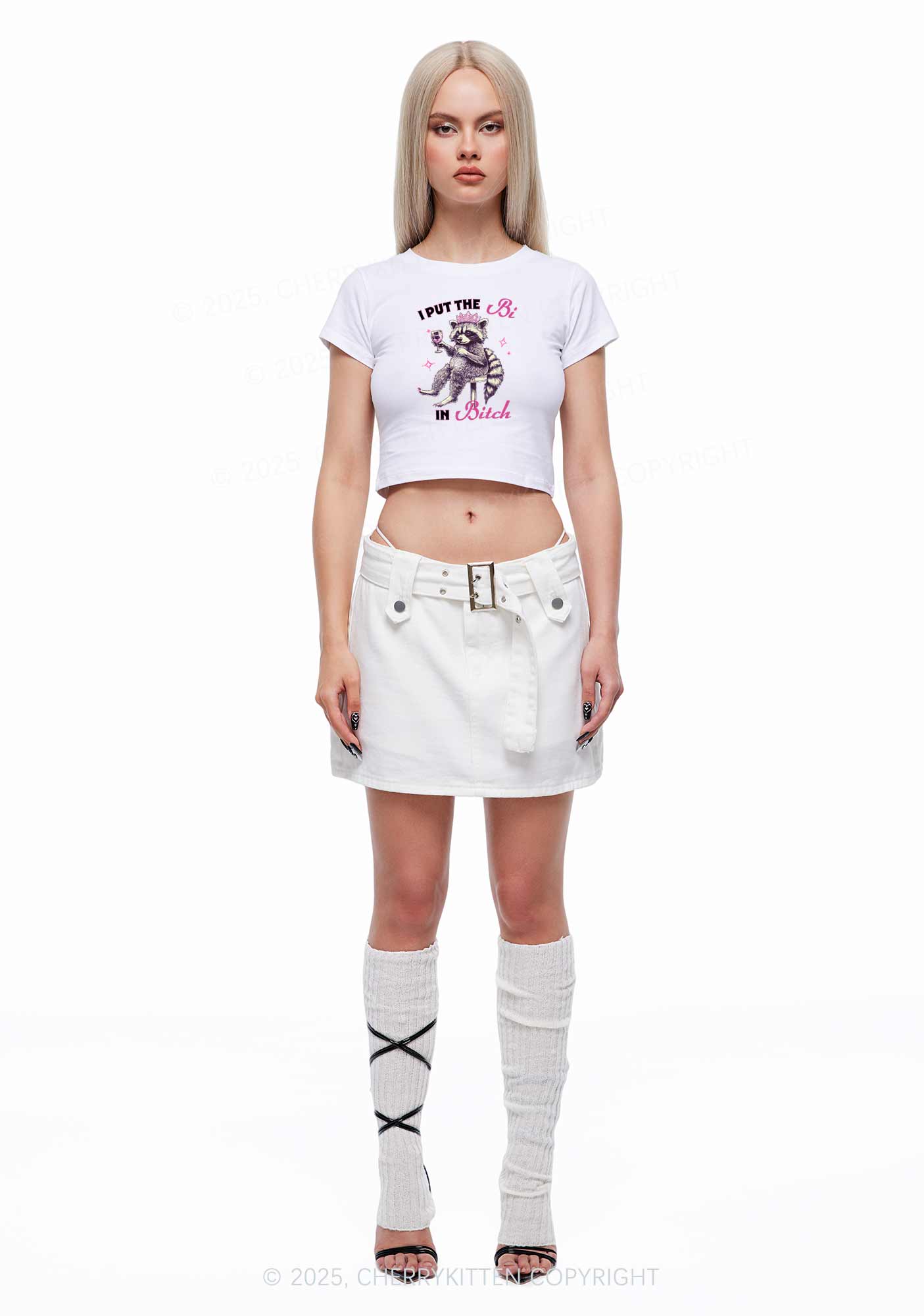 Bi Bxxch Raccoon Pride Y2K Baby Tee Cherrykitten