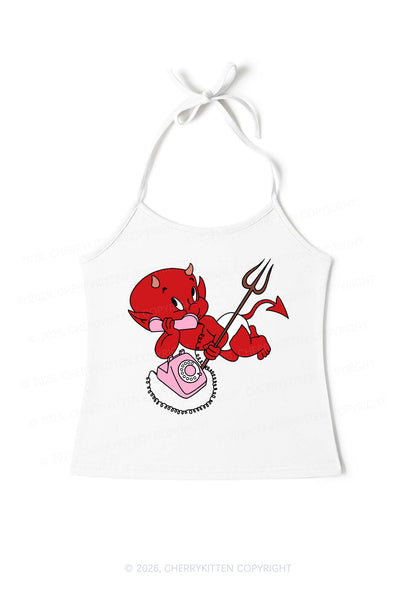 Little Devil On The Phone Y2K Halter Neck Cami Cherrykitten