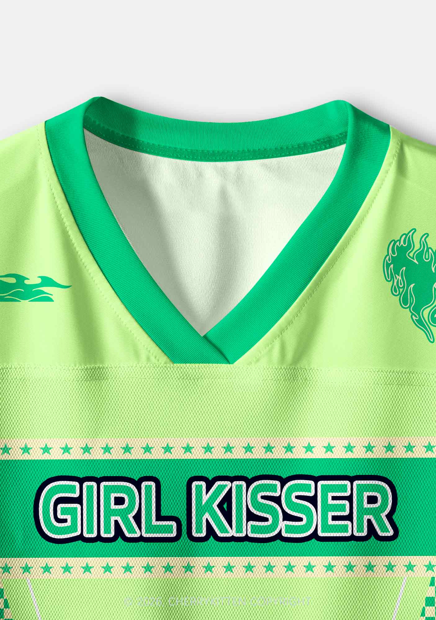 Green Girl Kisser Pride Y2K Crop Sport Jersey Shirts Cherrykitten