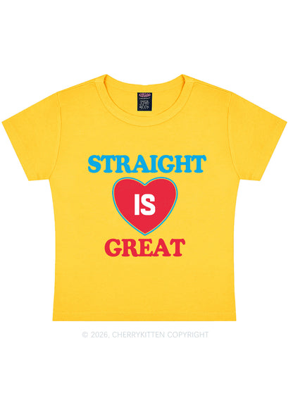 Straight Is Great Pride Y2K Baby Tee Cherrykitten