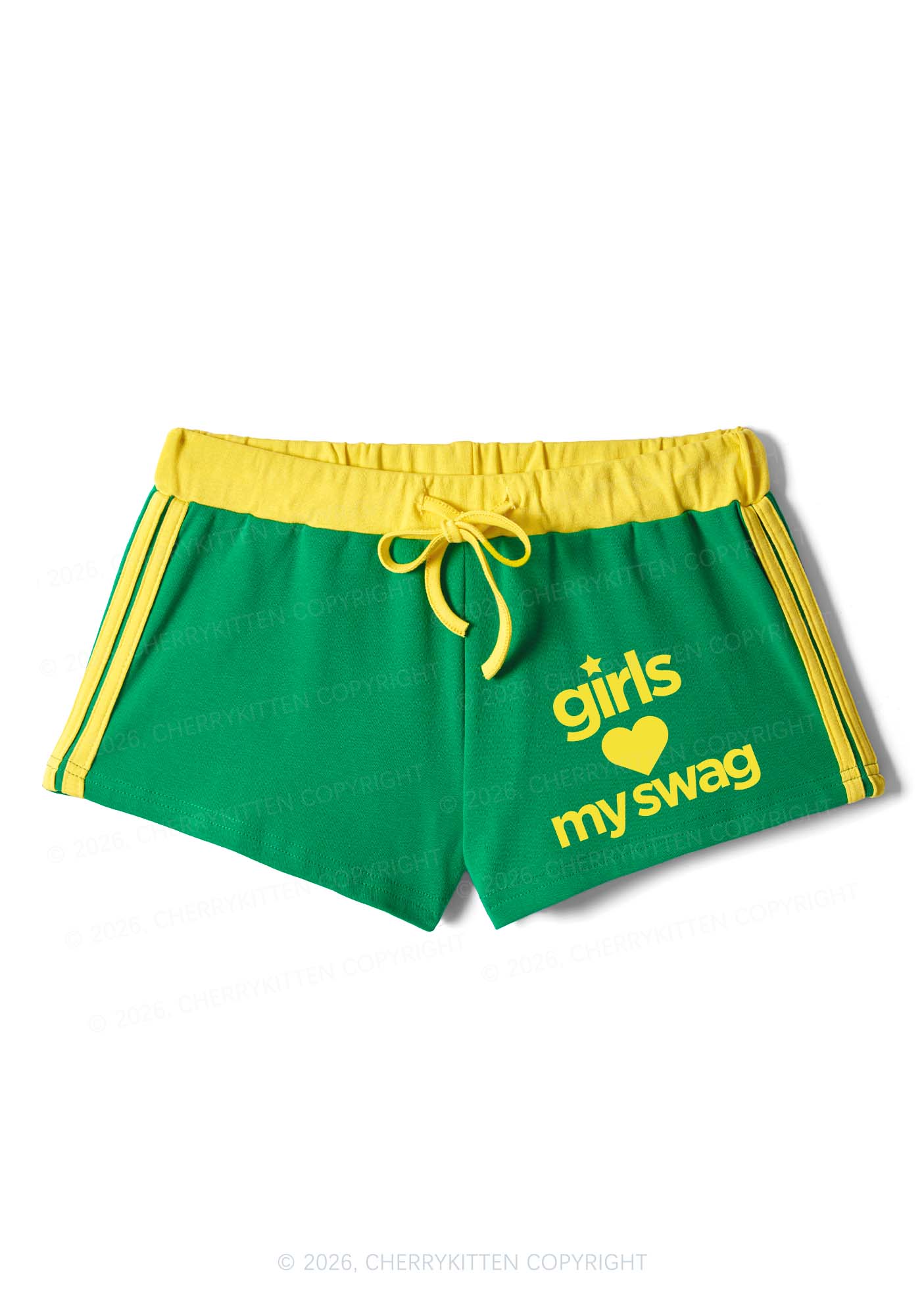 Girls Love My Swag Pride Y2K Drawstring Mini Shorts Cherrykitten