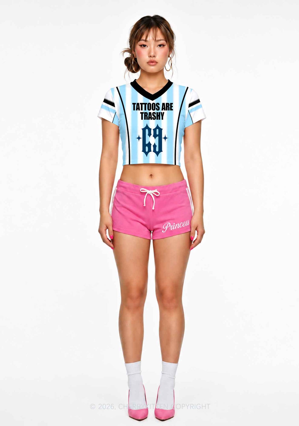 Tattoos Are Trashy Y2K Crop Football Jersey Shirts Cherrykitten