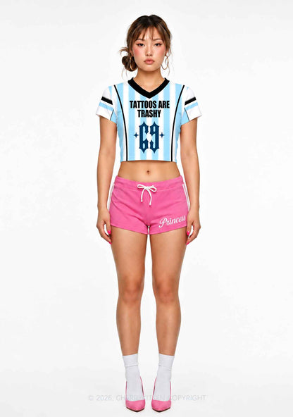 Tattoos Are Trashy Y2K Crop Football Jersey Shirts Cherrykitten