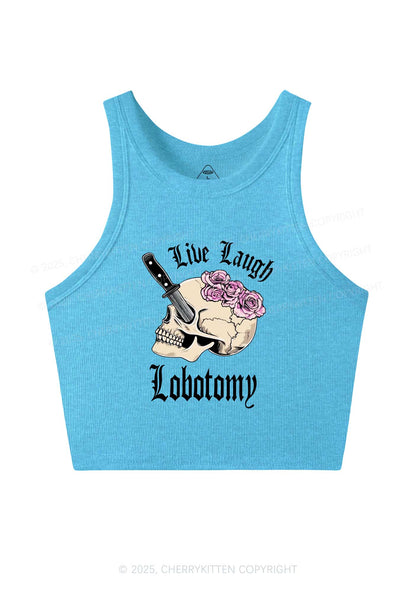 Live Laugh Lobotomy Skull Y2K Crop Tank Top Cherrykitten