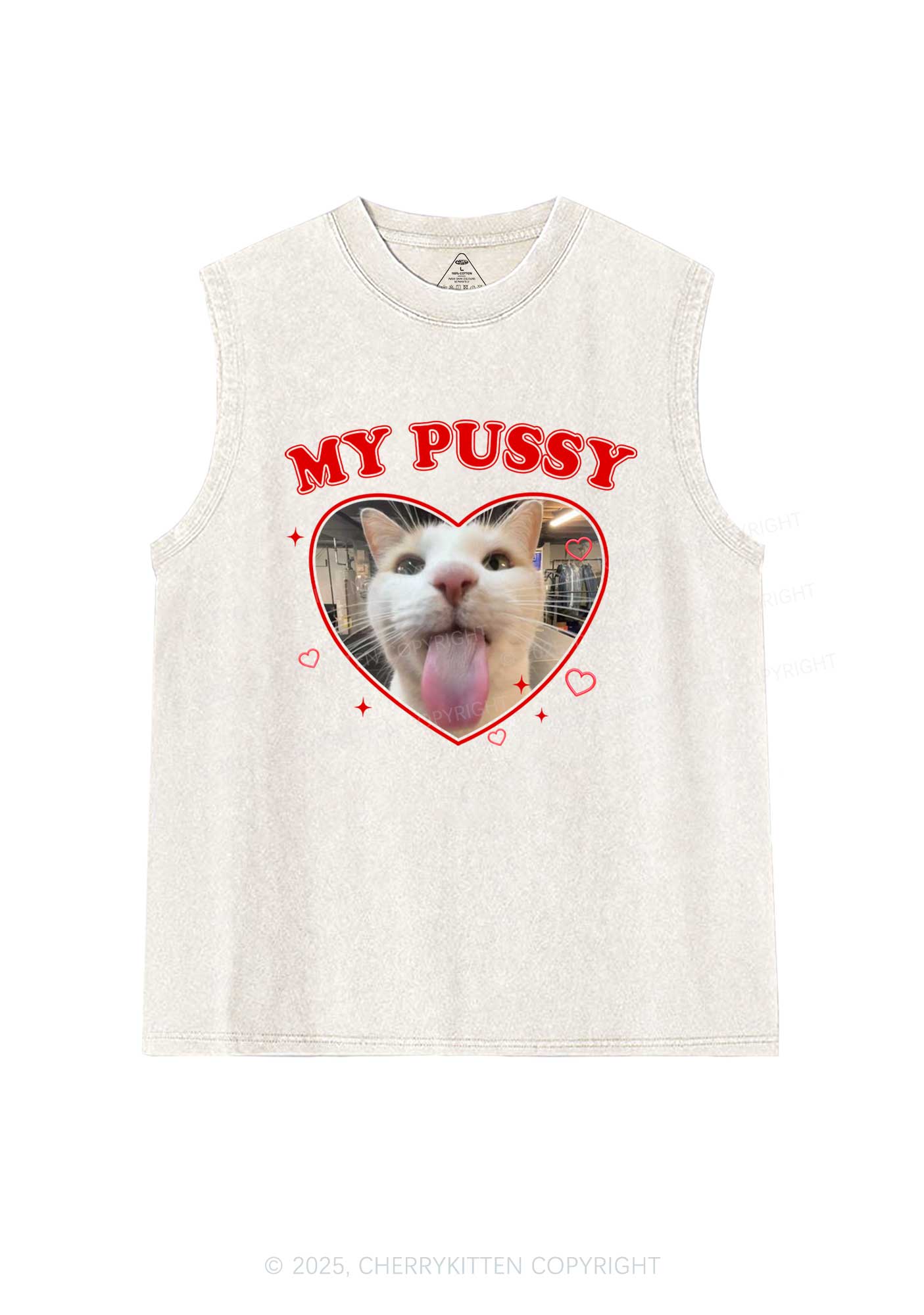 Custom Pet Puxxy Y2K Washed Muscle Tank Cherrykitten