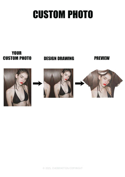 Custom Personalized Photo Y2K Mesh Crop Top Cherrykitten