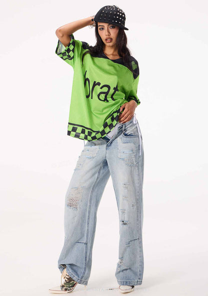 Green Brat Y2K Sport Jersey Shirts Cherrykitten