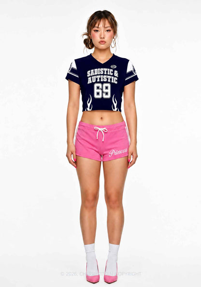 Sadistic And Autistic Y2K Crop Football Jersey Shirts Cherrykitten