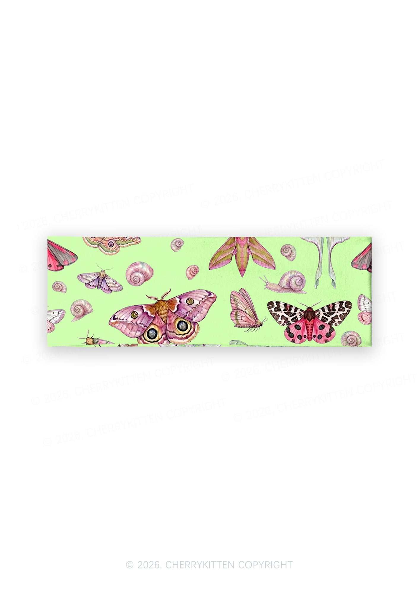 Lime Green Moth Snail Y2K Print Headband Cherrykitten