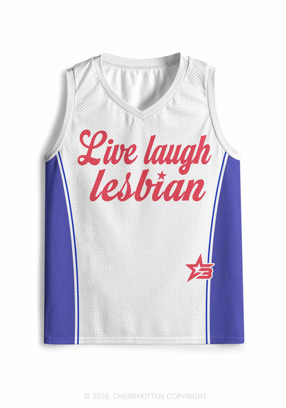 White Live Laugh Lesbian Pride Y2K Sport Jersey Tank Cherrykitten