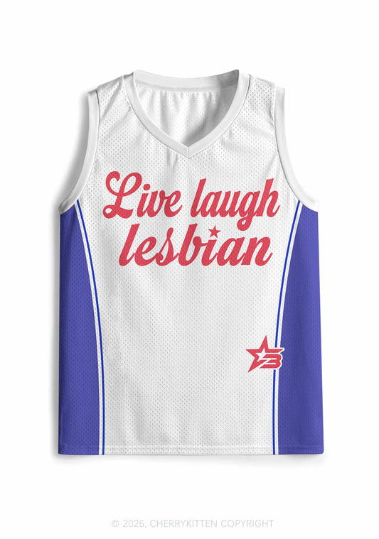 White Live Laugh Lesbian Pride Y2K Sport Jersey Tank Cherrykitten