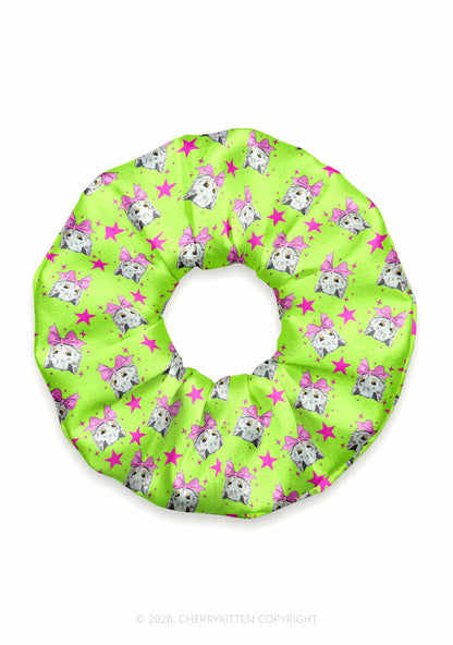 Pink Bow Cats Star Y2K Hair Scrunchie Cherrykitten