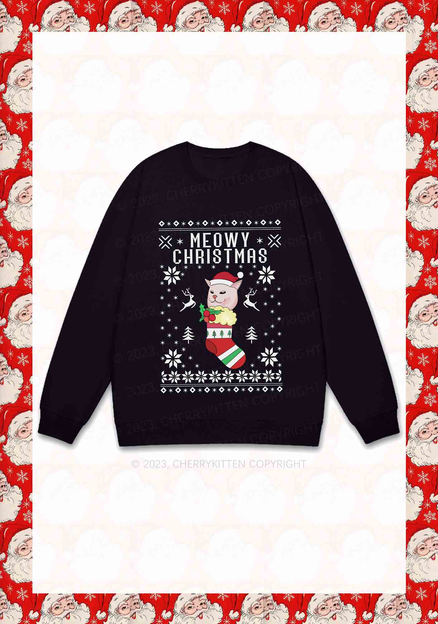 Meowy Christmas Socks Y2K Sweatshirt Cherrykitten