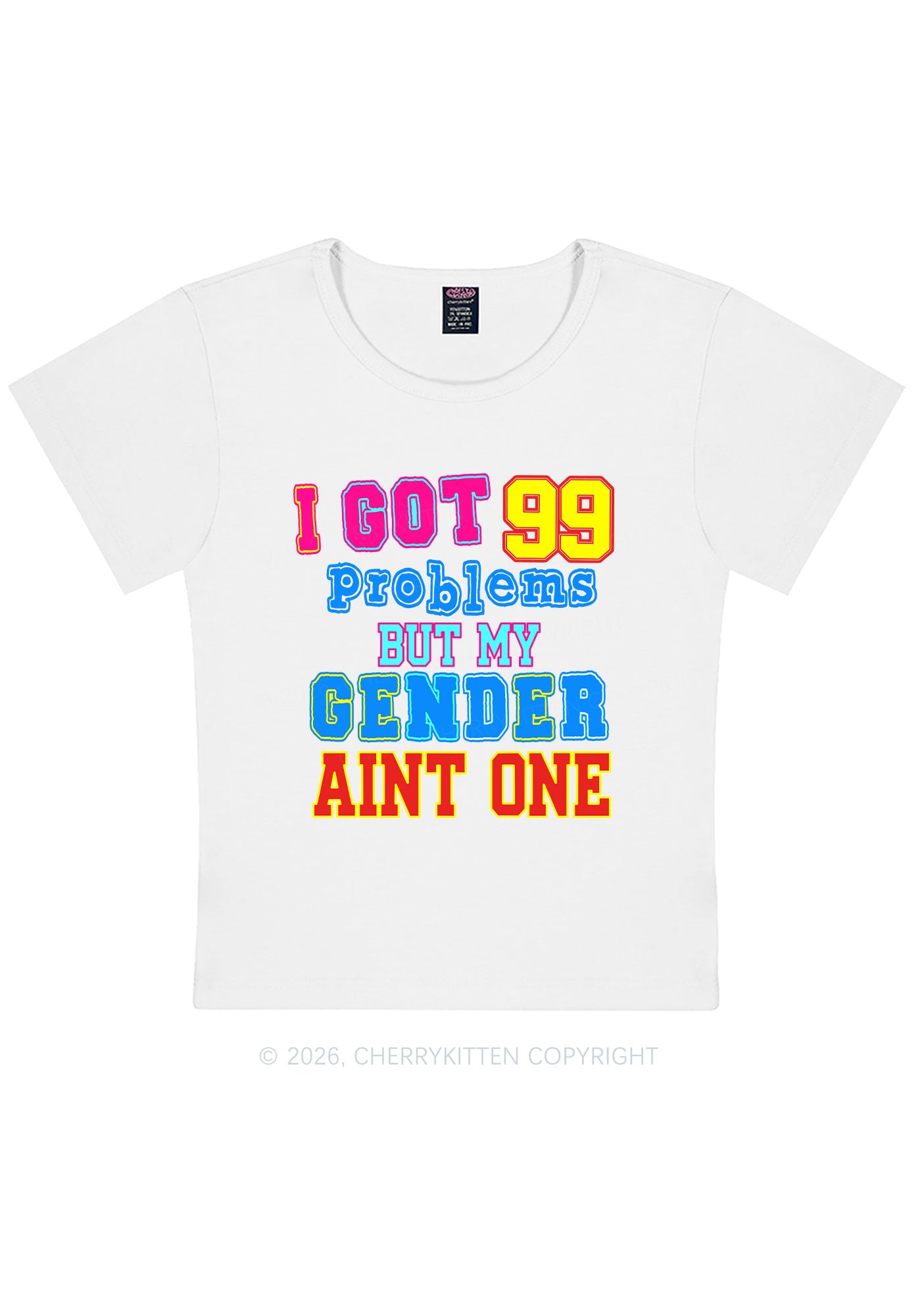Gender Aint One Pride Y2K Baby Tee Cherrykitten