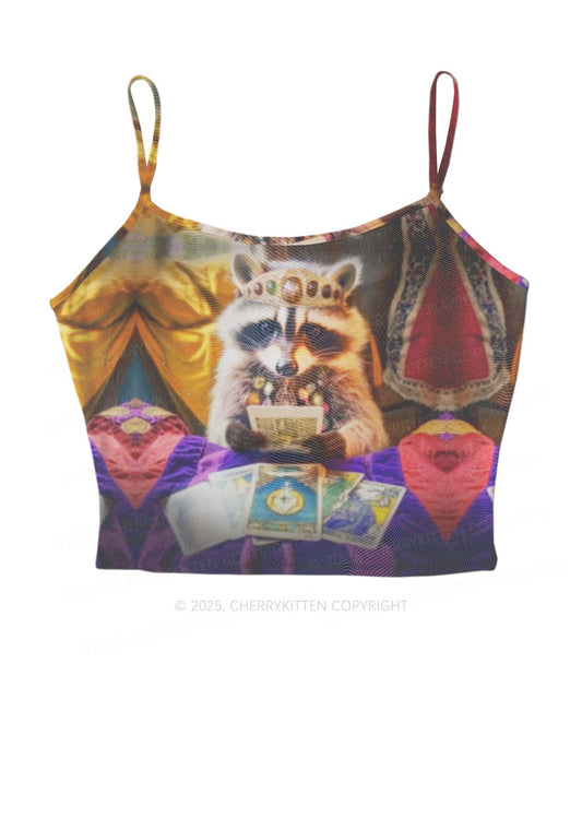 Tarot Raccoon Y2K Mesh Cami Tank Cherrykitten