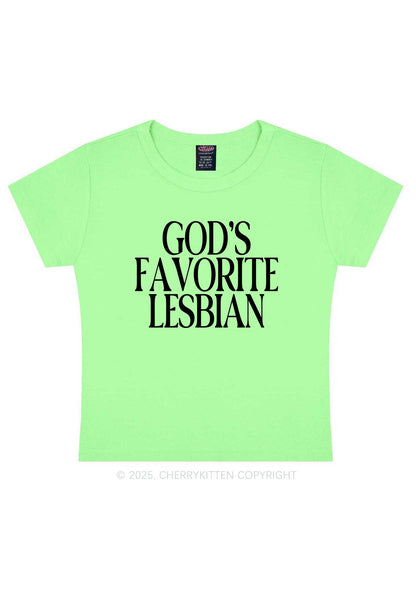 Gods Favorite Lesbian Pride Y2K Baby Tee Cherrykitten