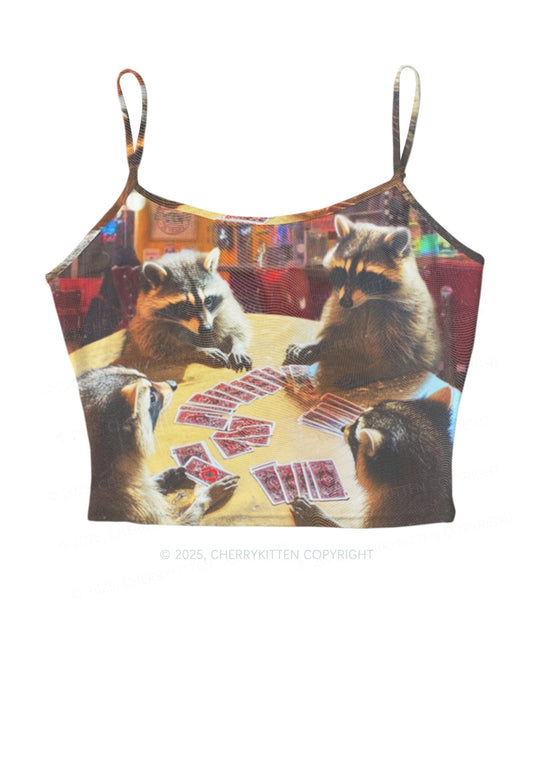 Raccoon Poker Y2K Mesh Cami Tank Cherrykitten