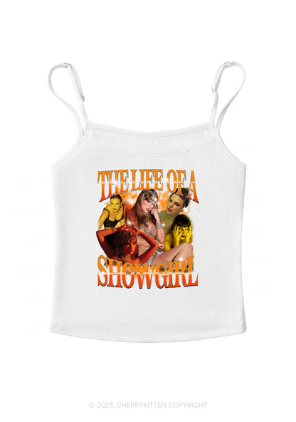 Orange Shiny Show TS Y2K Spaghetti Strap Cami Cherrykitten