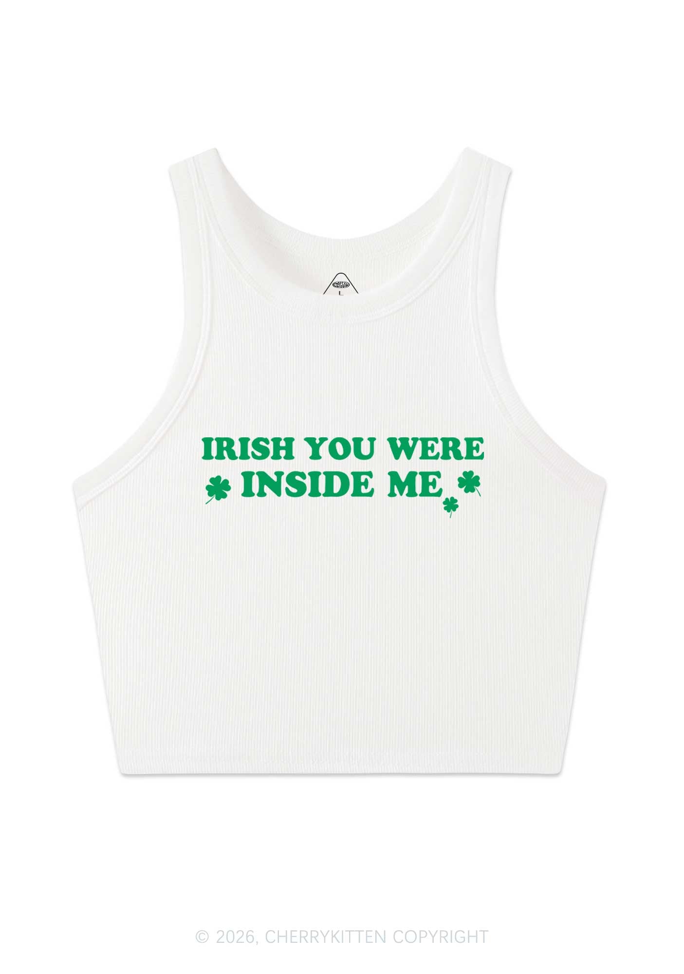 Irish You Were Inside Me St Patricks Y2K Crop Tank Top Cherrykitten