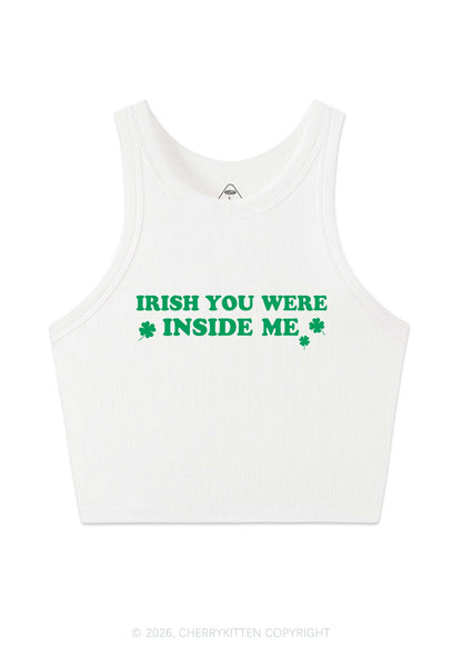 Irish You Were Inside Me St Patricks Y2K Crop Tank Top Cherrykitten