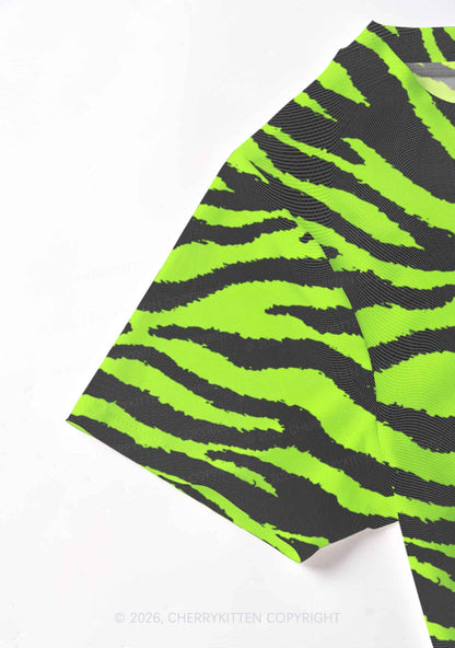 Green Zebra Y2K Mesh Crop Top Cherrykitten