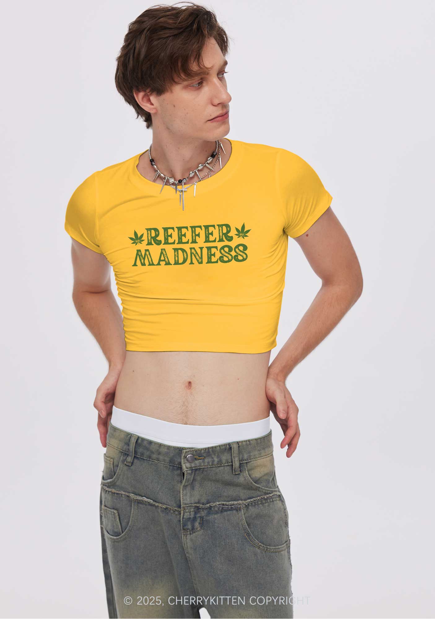 Green Madness Y2K Baby Tee Cherrykitten
