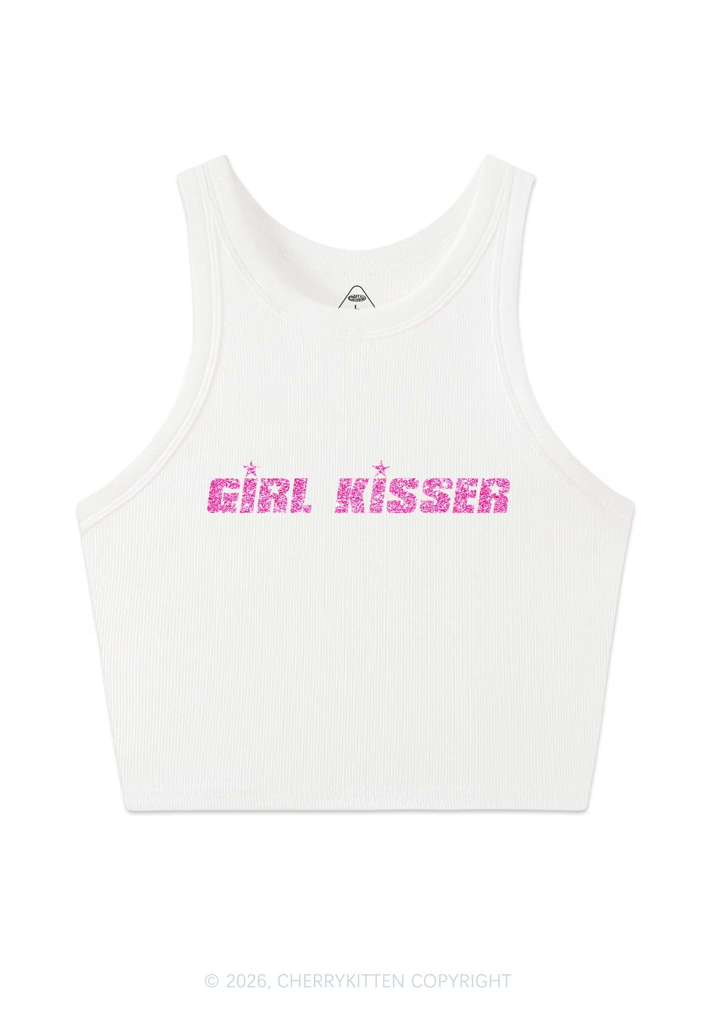 Glitter Girl Kisser Pride Y2K Crop Tank Top Cherrykitten
