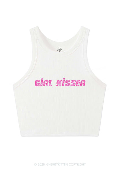Glitter Girl Kisser Pride Y2K Crop Tank Top Cherrykitten
