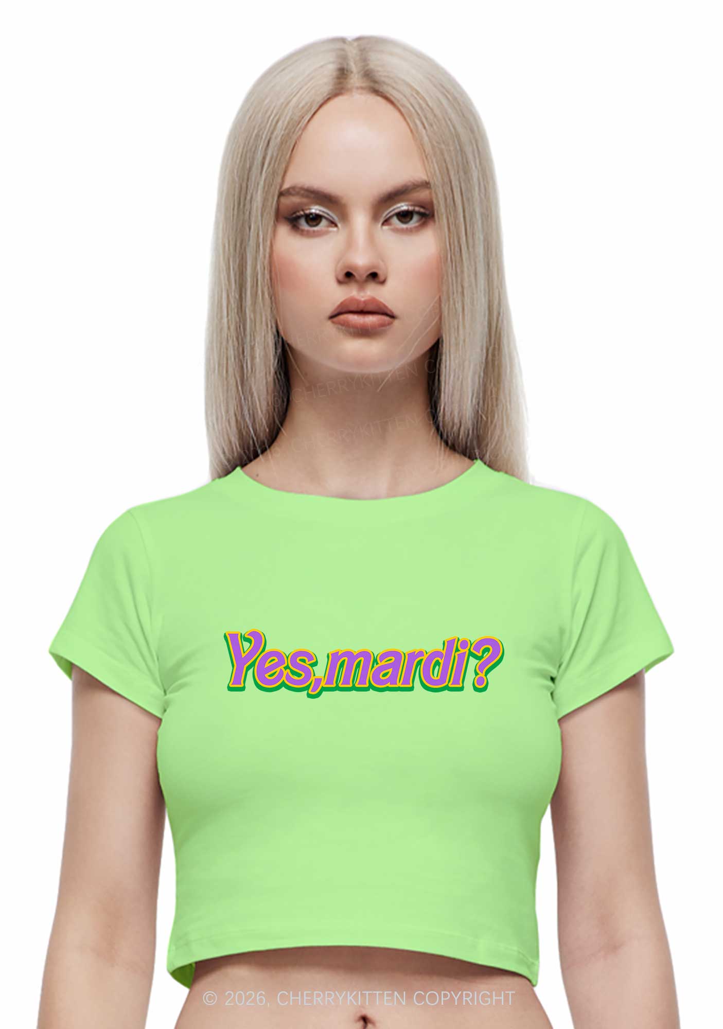 Yes Mardi Y2K Baby Tee Cherrykitten