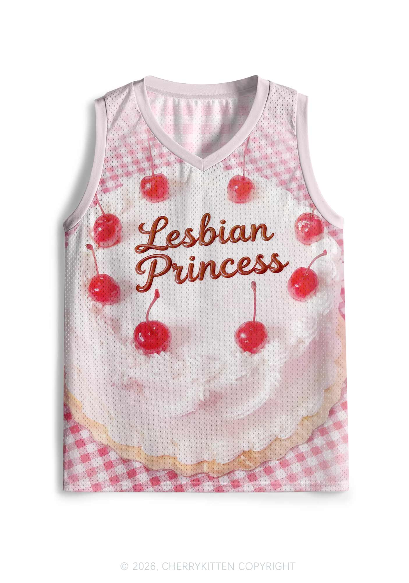 Lesbian Princess Cake Pink Plaid Pride Y2K Sport Jersey Tank Cherrykitten