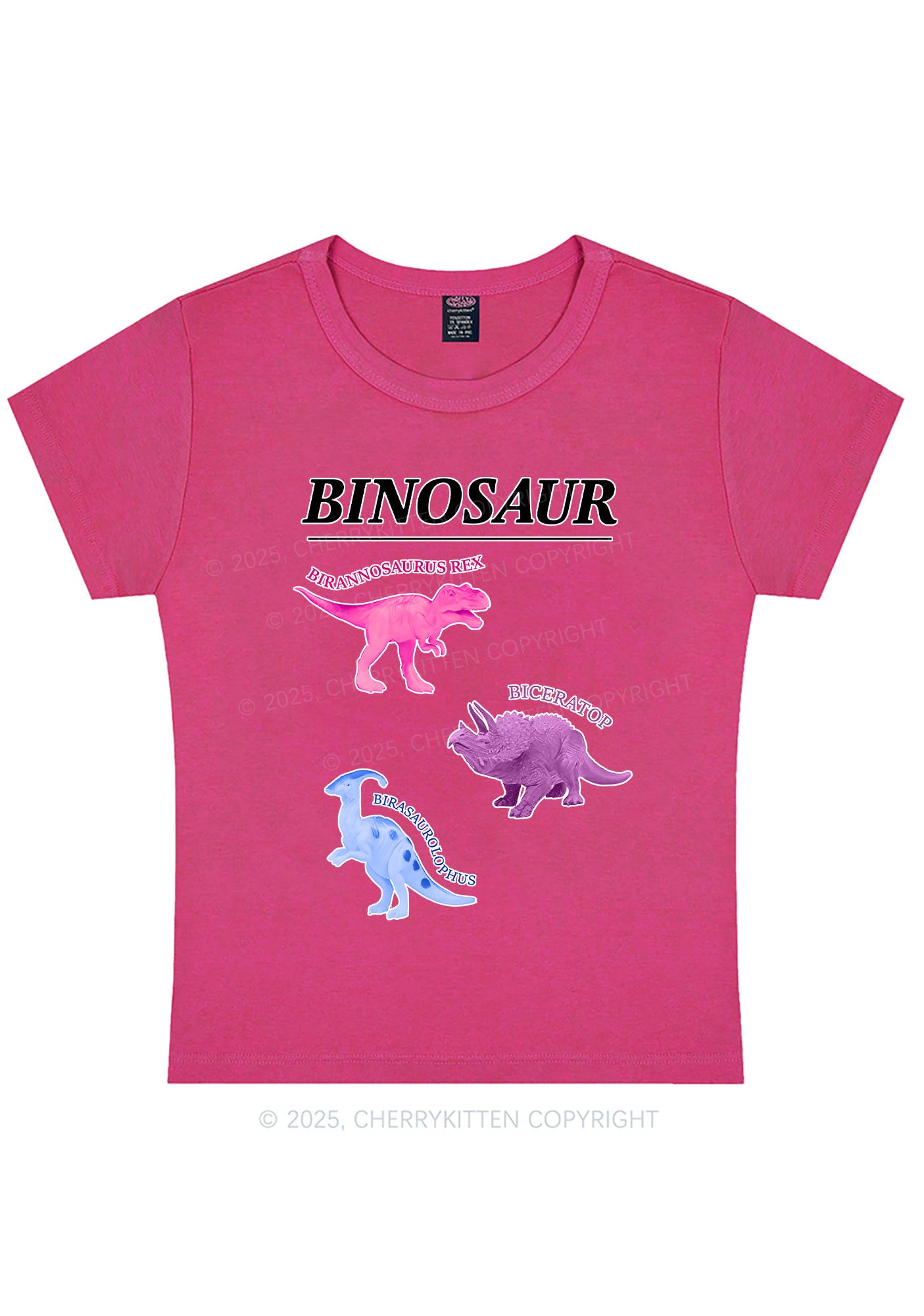 Binosaur Pride Y2K Baby Tee Cherrykitten