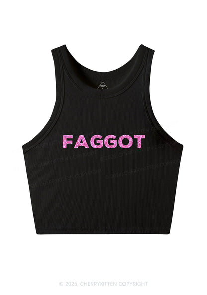 Glitter Faggot Pride Y2K Crop Tank Top Cherrykitten